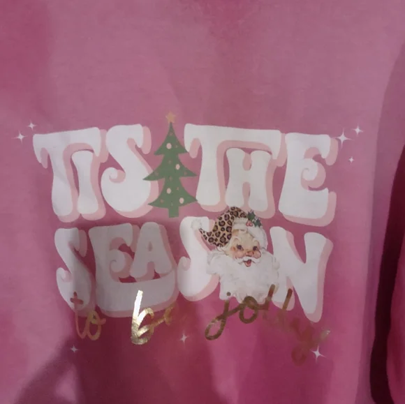 Pink size medium Christmas sweatshirt Tis the season to be jolly - Picture 7 of 7